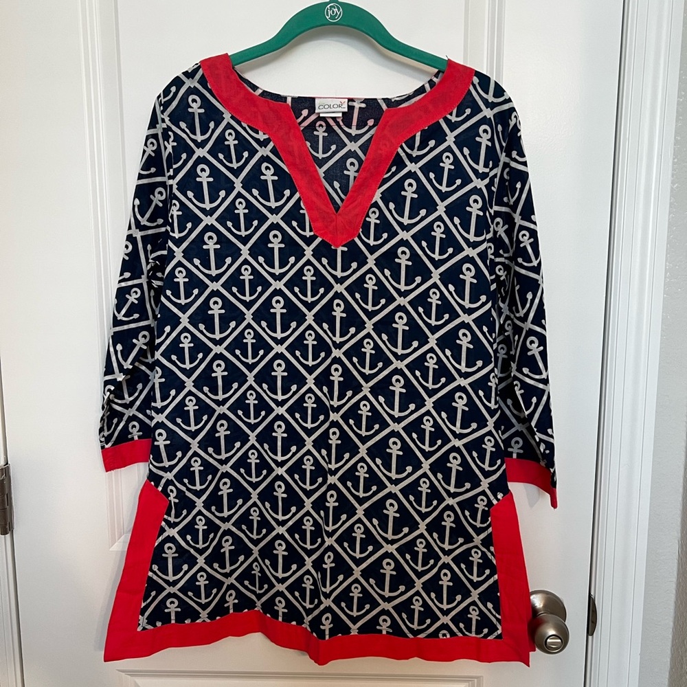 Nautical Anchor Print Swim Coverup